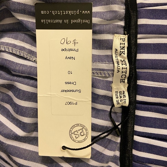 Pink Stitch Size 10 Striped Cocktail Mini Dress - NWT - Picture 4 of 5